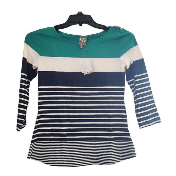 NWT anthropologie One September striped Green top P - Picture 1 of 4